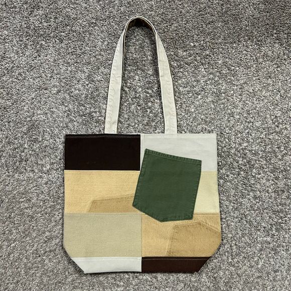 Handmade Bag Patchwork Denim Tote Bag Shoulder Bag Canvas Workwear 13x5.5x16 - Picture 3 of 11